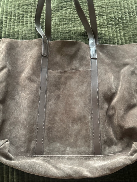 LOFT Handbags - Brown Suede Leather-Trim Tote Bag
